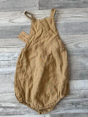 The Simple Folk NWT organic linen overalls romper kid size 9/10 years E49